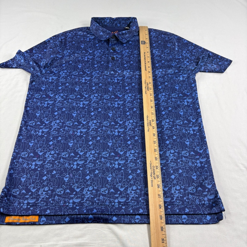 Robert Graham Shirt Men Large Blue Golf Polo Martini Graphic Performance Stretch - Picture 6 of 10
